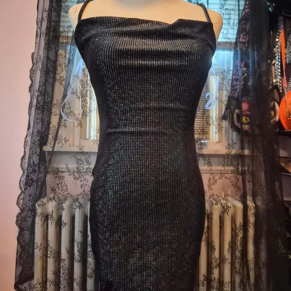 ASOS Black Velvet Sparkle Bodycon Dress
